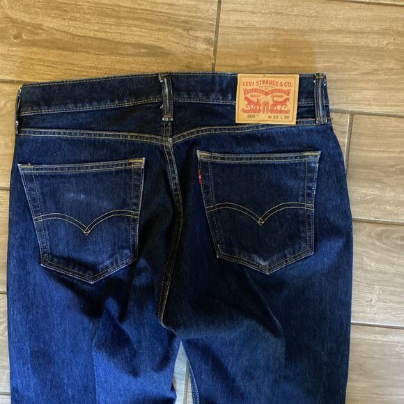 Levi's 505 Denim Jeans 33x30 Dark Wash Straight Leg - Picture 6 of 8